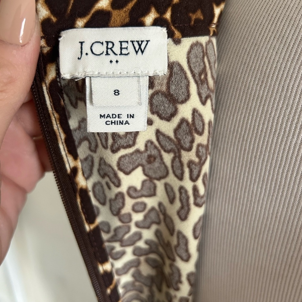 J.Crew Leopard Print Shift Dress 8 – Classic Chic 3/4 Sleeve Work to Weekend - Picture 7 of 8